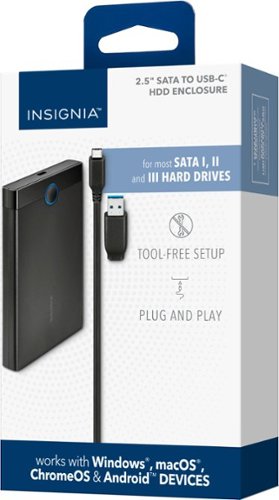 Insignia™ - 2.5" SATA to USB-C HDD Enclosure - Black