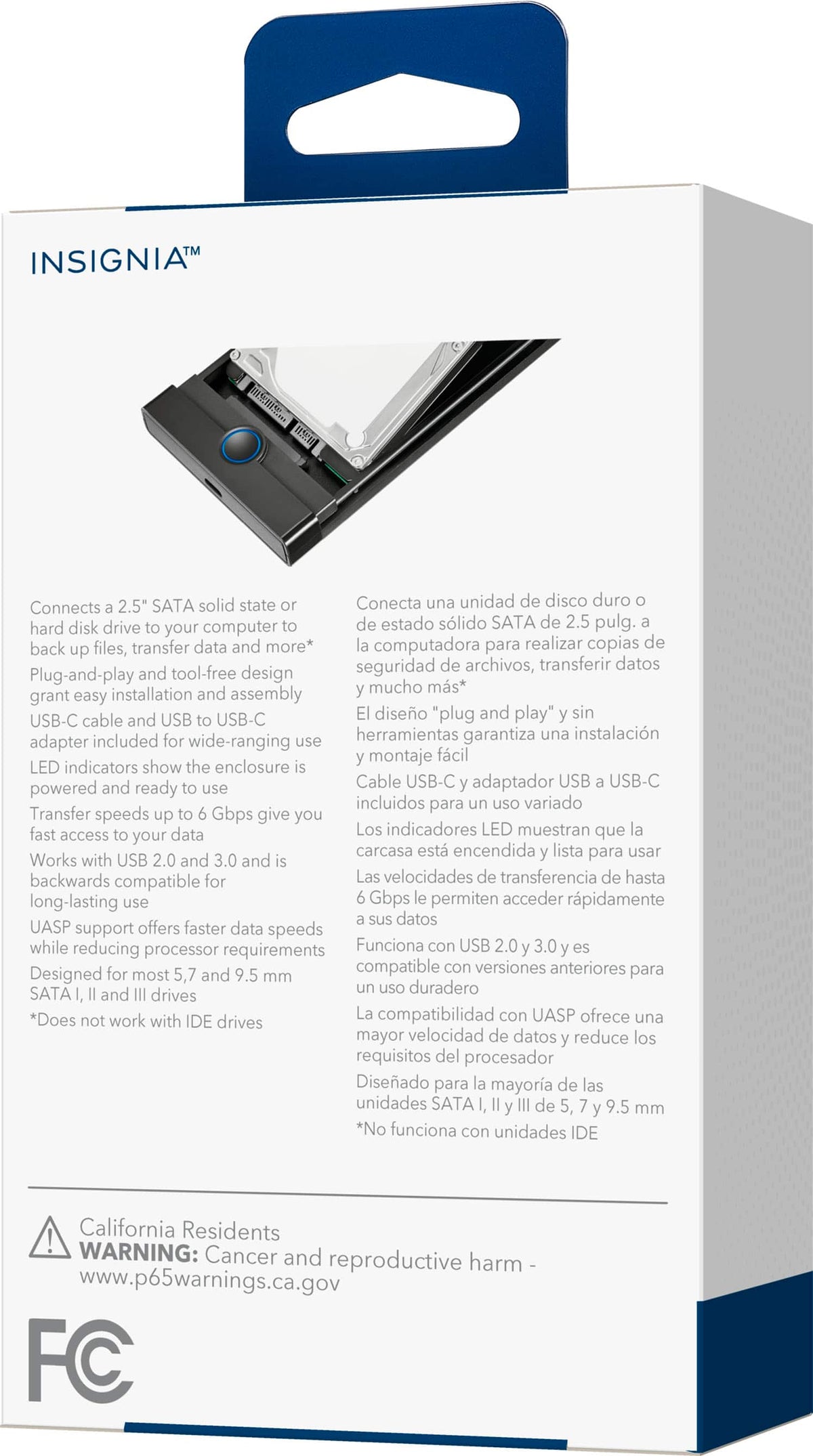 Insignia™ - 2.5" SATA to USB-C HDD Enclosure - Black