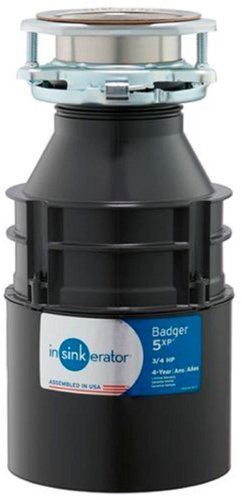InSinkerator - Badger 5XP Lift and Latch Power Series 3/4 HP Continuous Feed Garbage Disposal with Power Cord - Black