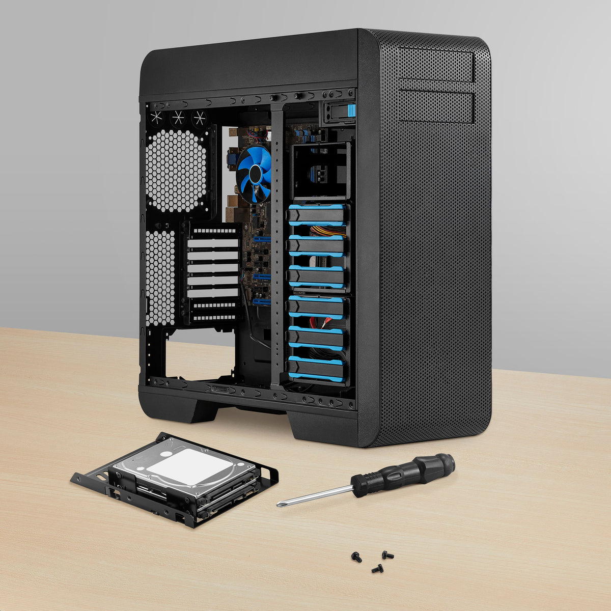 Insignia™ - Dual Drive Mount for 2.5” SATA, SSDs or Hard Drives - Black