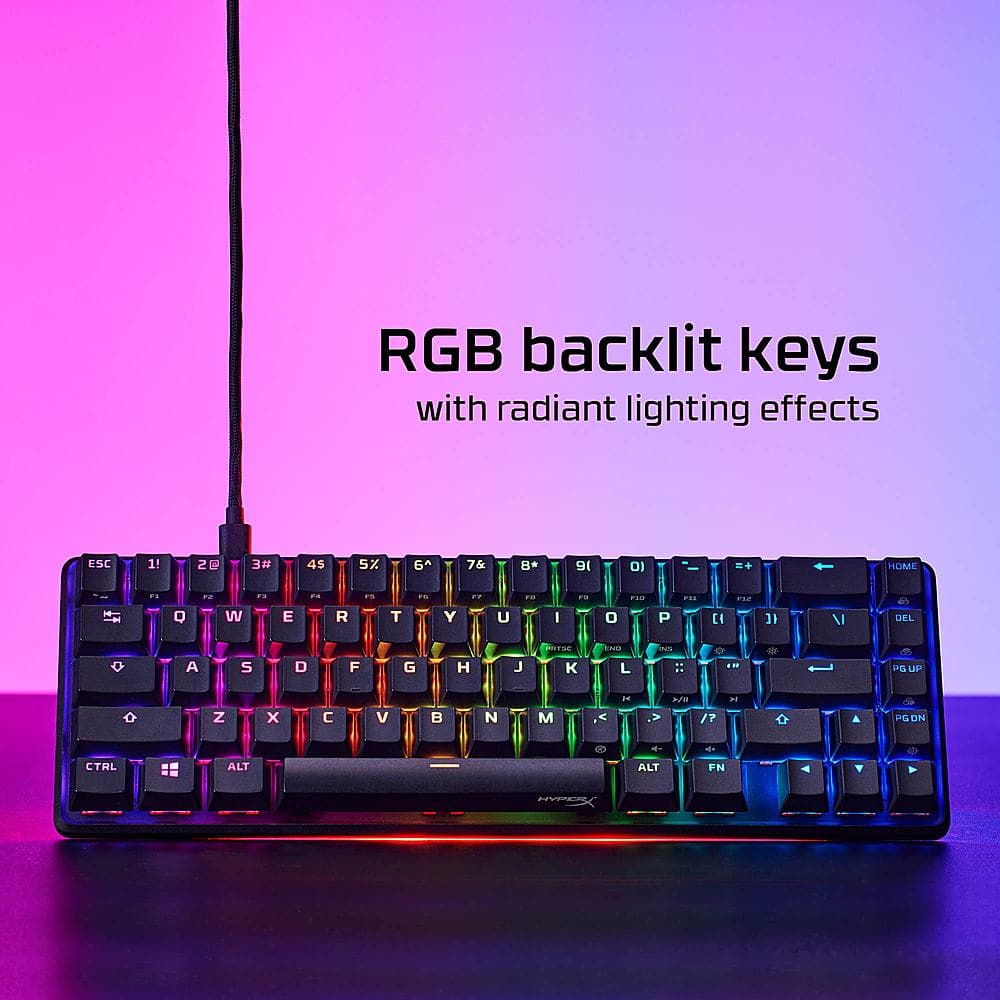 HyperX - Alloy Origins 65% Compact Wired Mechanical Red Linear Switch Gaming Keyboard with RGB Lighting - Black