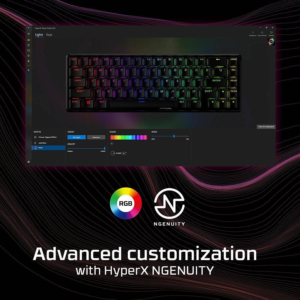 HyperX - Alloy Origins 65% Compact Wired Mechanical Red Linear Switch Gaming Keyboard with RGB Lighting - Black