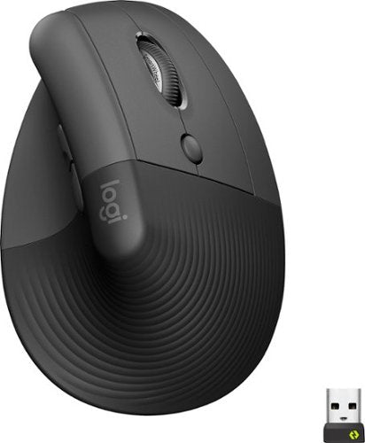 Logitech - Lift Vertical Wireless Optical Ergonomic Mouse with 4 Customizable Buttons - Wireless - Graphite