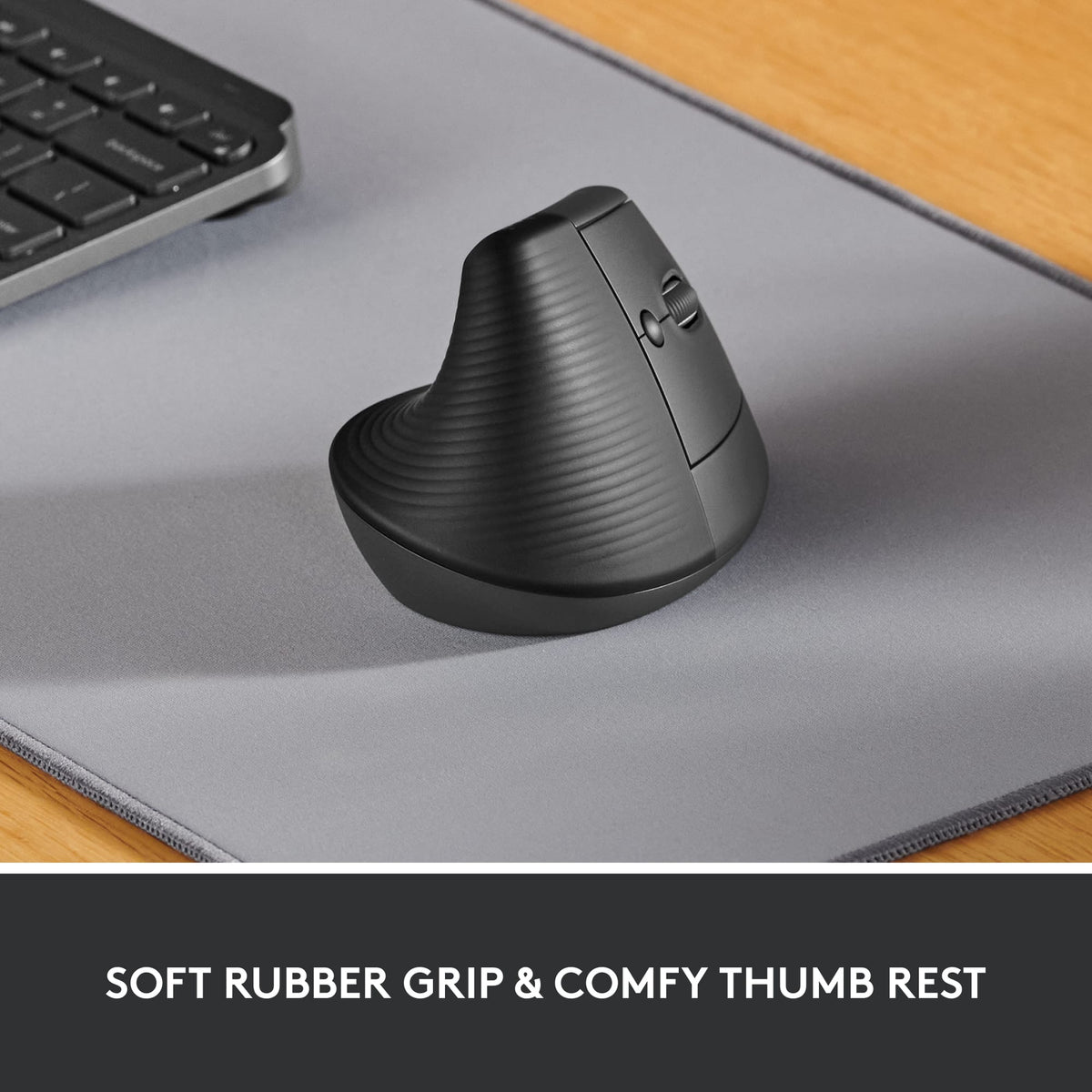 Logitech - Lift Vertical Wireless Optical Ergonomic Mouse with 4 Customizable Buttons - Wireless - Graphite
