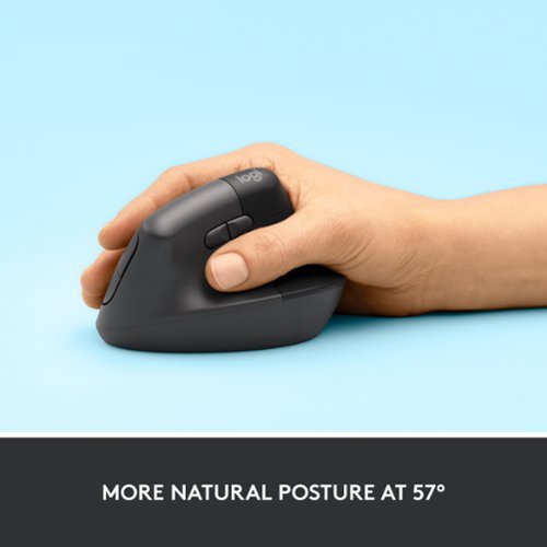 Logitech - Lift Vertical Wireless Optical Ergonomic Mouse with 4 Customizable Buttons - Wireless - Graphite