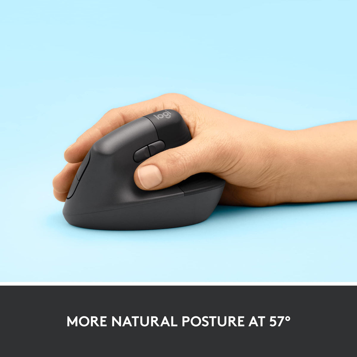 Logitech - Lift Vertical Wireless Optical Ergonomic Mouse with 4 Customizable Buttons - Wireless - Graphite