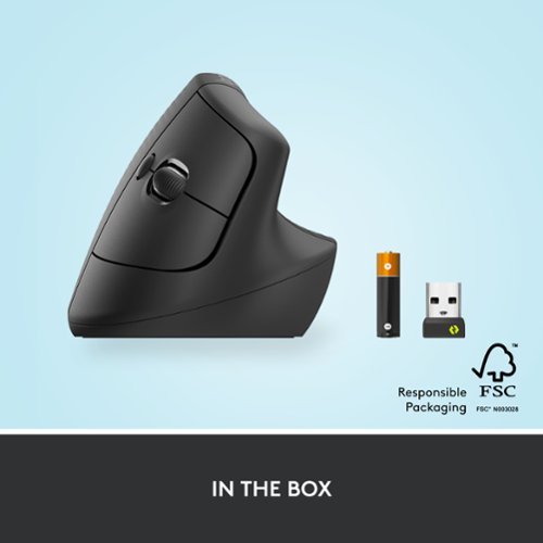 Logitech - Lift Vertical Wireless Optical Ergonomic Mouse with 4 Customizable Buttons - Wireless - Graphite