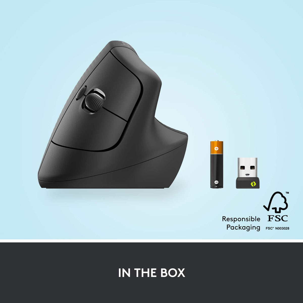 Logitech - Lift Vertical Wireless Optical Ergonomic Mouse with 4 Customizable Buttons - Wireless - Graphite