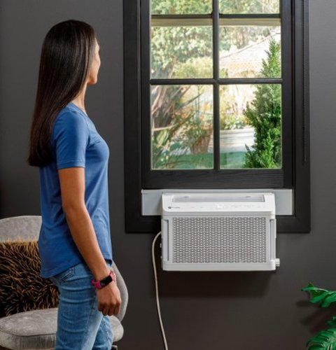 GE Profile - ClearView 350 Sq. Ft. 8,300 BTU Smart Ultra Quiet Window Air Conditioner - White