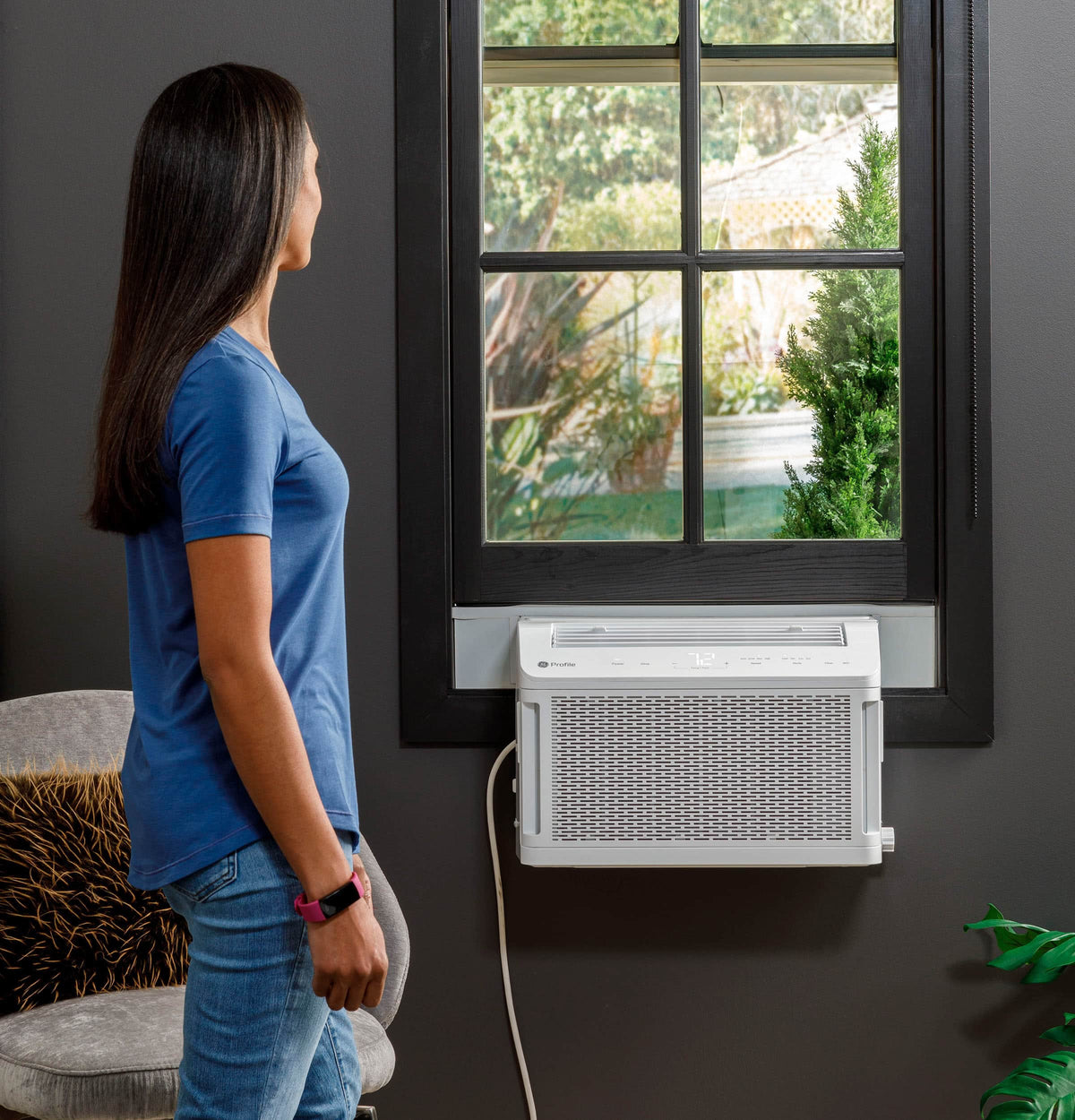GE Profile - ClearView 350 Sq. Ft. 8,300 BTU Smart Ultra Quiet Window Air Conditioner - White