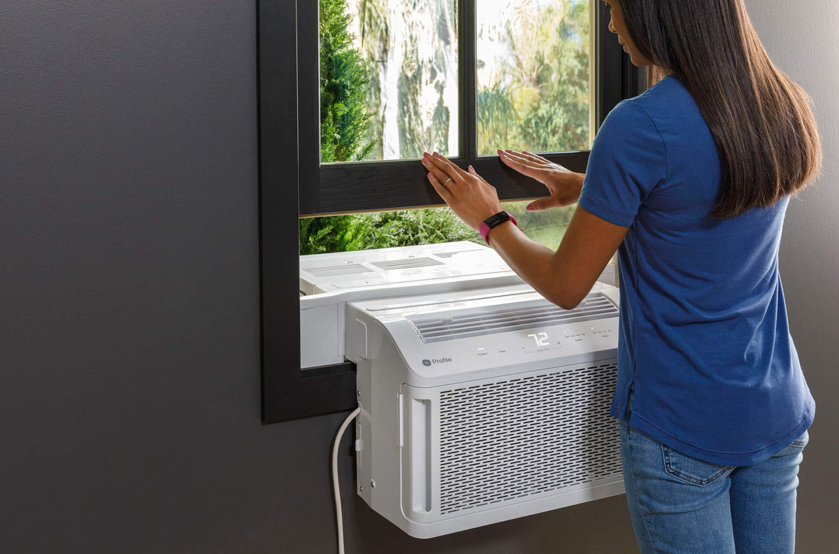 GE Profile - ClearView 350 Sq. Ft. 8,300 BTU Smart Ultra Quiet Window Air Conditioner - White