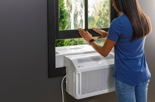 GE Profile - ClearView 350 Sq. Ft. 8,300 BTU Smart Ultra Quiet Window Air Conditioner - White