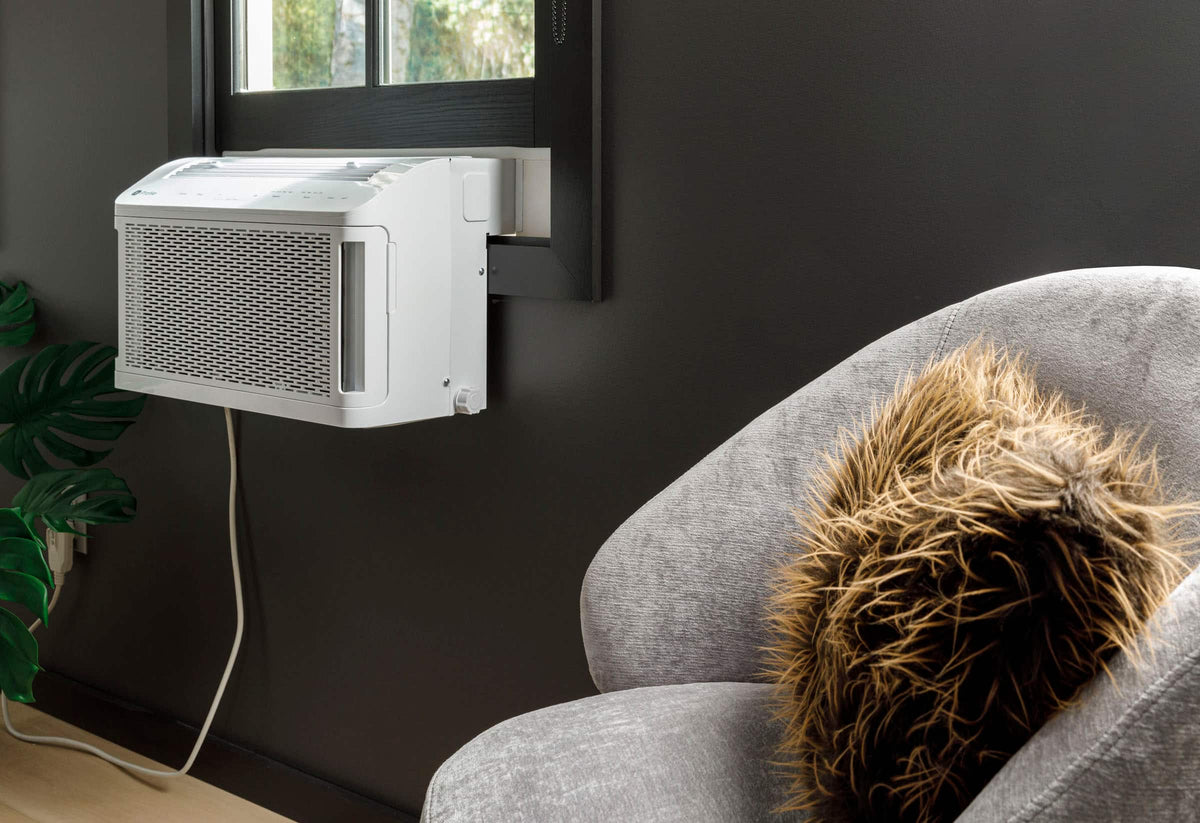 GE Profile - ClearView 350 Sq. Ft. 8,300 BTU Smart Ultra Quiet Window Air Conditioner - White