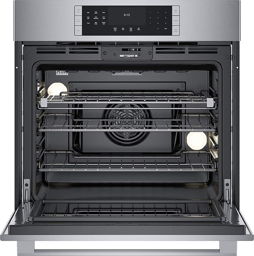 Bosch - 800 Series 30" 4.6 Cu. Ft. Built-In Single Electric Smart Wall Oven with True Convection - Stainless Steel