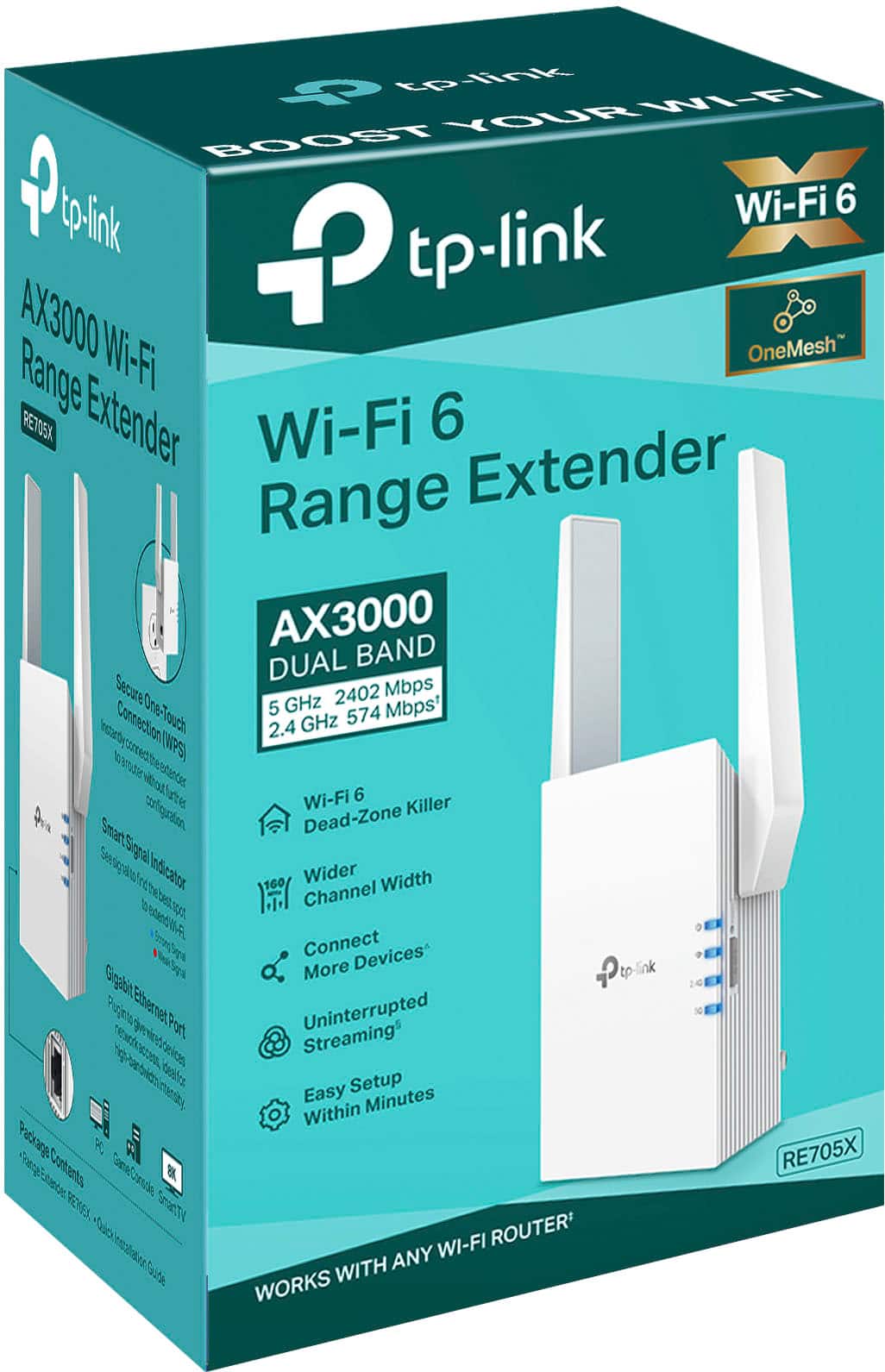 TP-Link - AX3000 Dual-Band Wi-Fi 6 Range Extender - White