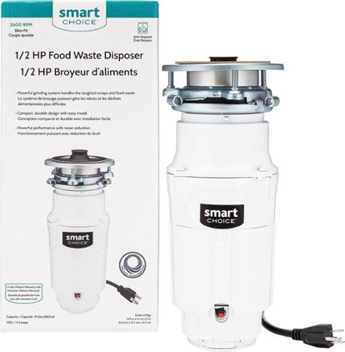 Smart Choice - 1/2HP Corded Garbage Disposal - White