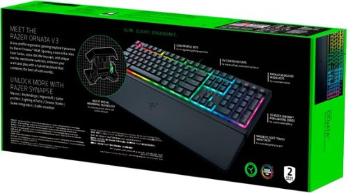 Razer - Ornata V3 Full-Size Wired Mechanical-Membrane Gaming Keyboard with Chroma RGB Backlighting - Black