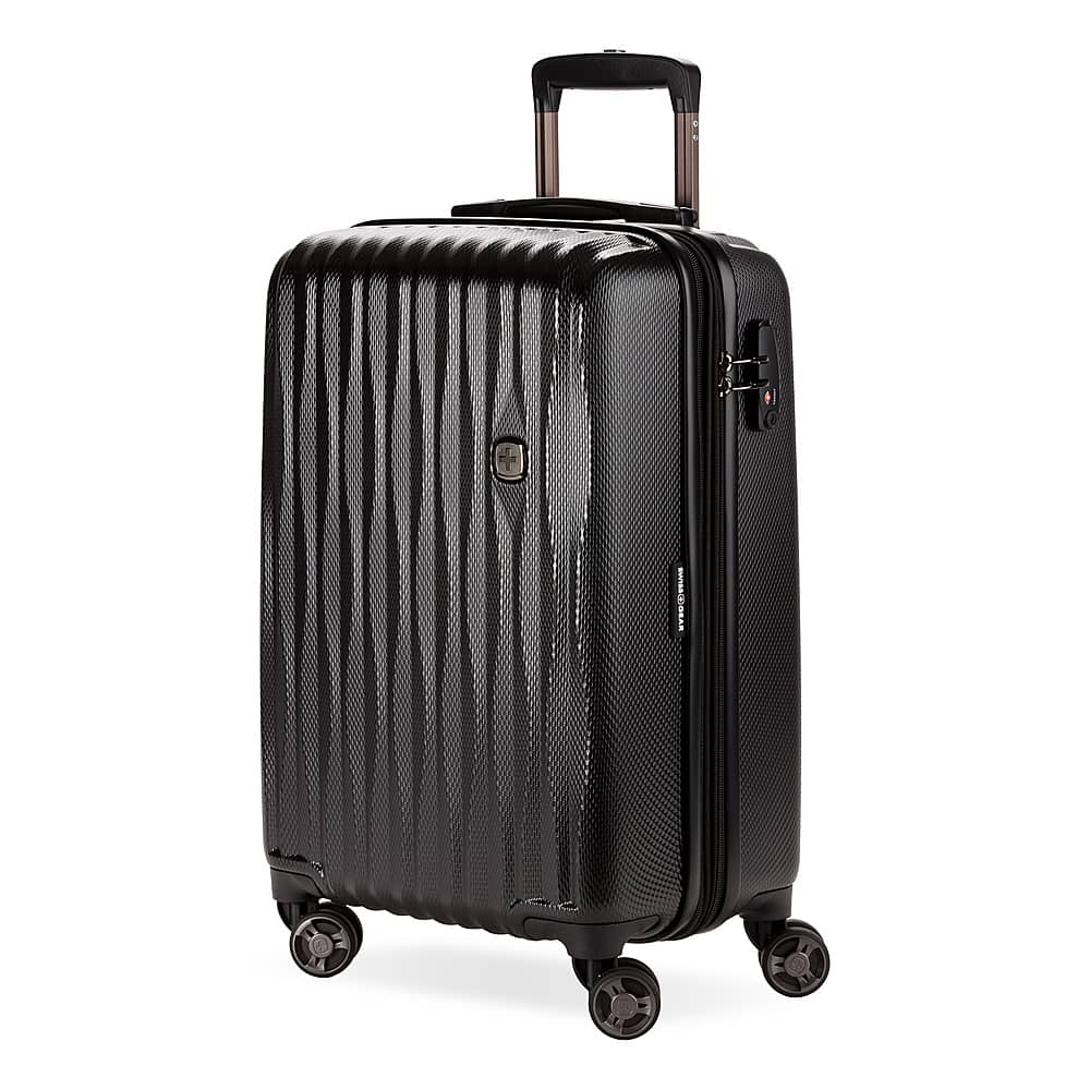 SwissGear - Energie 20" Carry On Spinner Suitcase with USB - Black