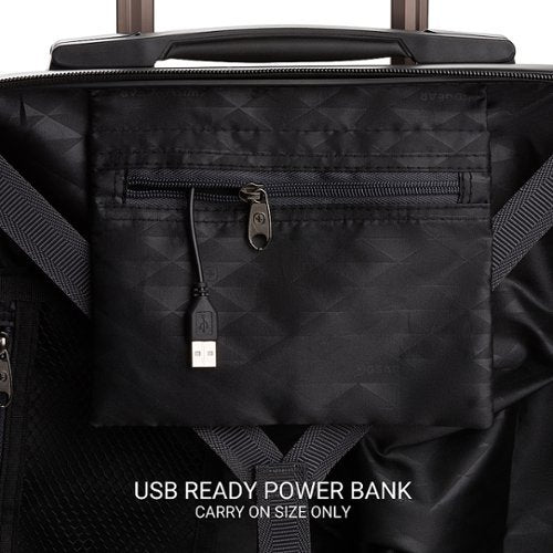 SwissGear - Energie 20" Carry On Spinner Suitcase with USB - Black