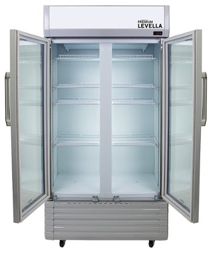 Premium Levella - 40 in. Wide 21.0 cu. ft. 2-Door Commercial Merchandiser Refrigerator Glass-Door Beverage Display Cooler - Stainless Steel