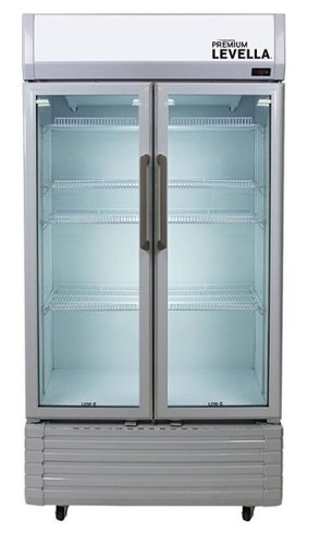 Premium Levella - 47 in. Wide 29.0 cu. ft. 2-Door Commercial Merchandiser Refrigerator Glass-Door Beverage Display Cooler - Stainless Steel