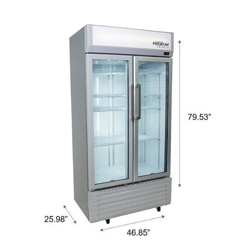 Premium Levella - 47 in. Wide 29.0 cu. ft. 2-Door Commercial Merchandiser Refrigerator Glass-Door Beverage Display Cooler - Stainless Steel