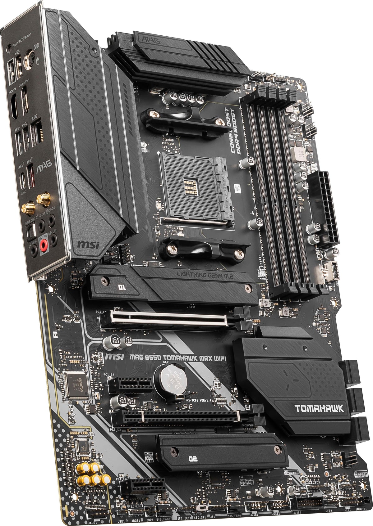 MSI - B550 TOMAHAWK MAX WIFI (Socket AM4) AMD B550 ATX DDR4 Wi-Fi 6E Motherboard - Black