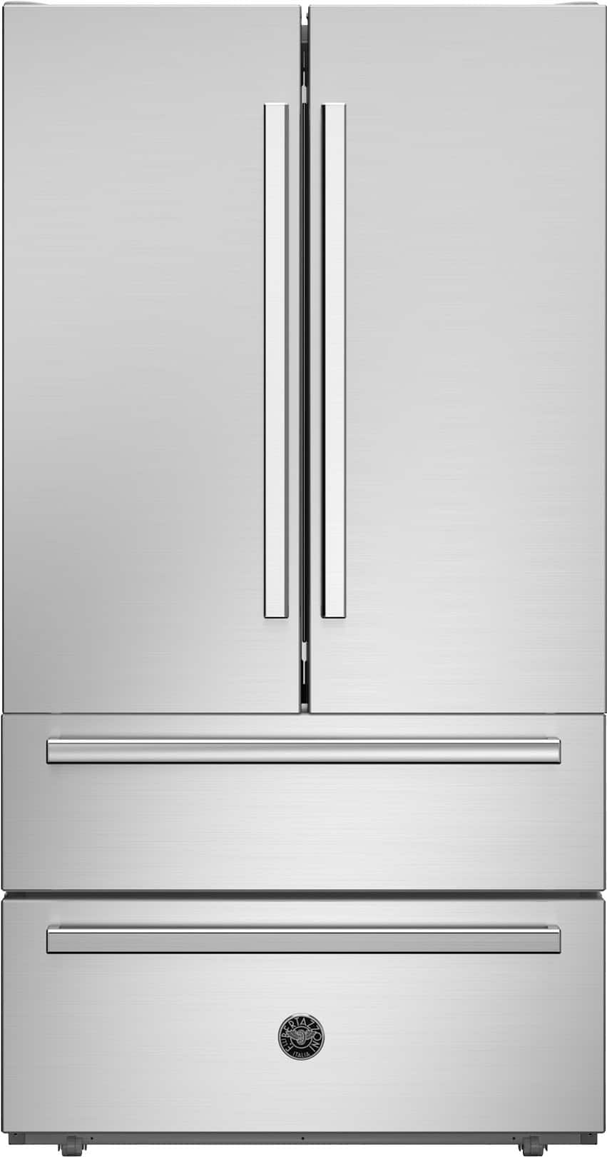 Bertazzoni - 36 in. Wide 21 Cu. Ft. 2 Bottom-Freezer French Door Refrigerator with Automatic Ice Maker - Stainless Steel