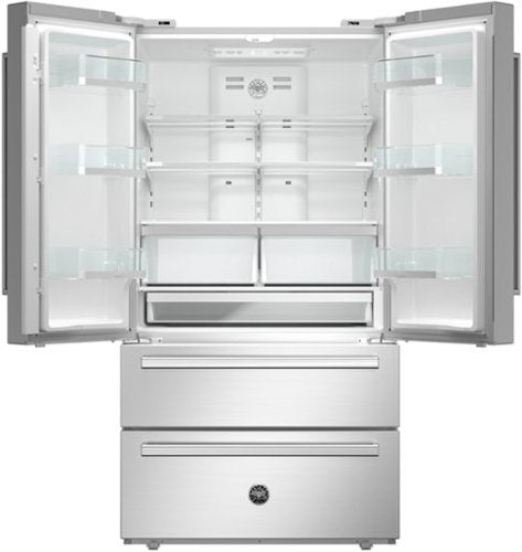 Bertazzoni - 36 in. Wide 21 Cu. Ft. 2 Bottom-Freezer French Door Refrigerator with Automatic Ice Maker - Stainless Steel