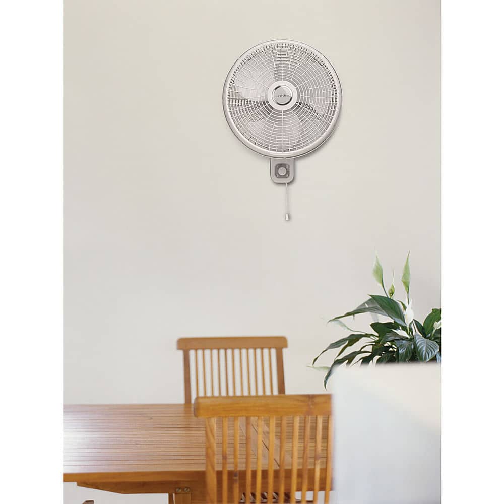 Lasko - 16" Oscillating Wall Mount Fan with Anti-Rust Grills - Gray