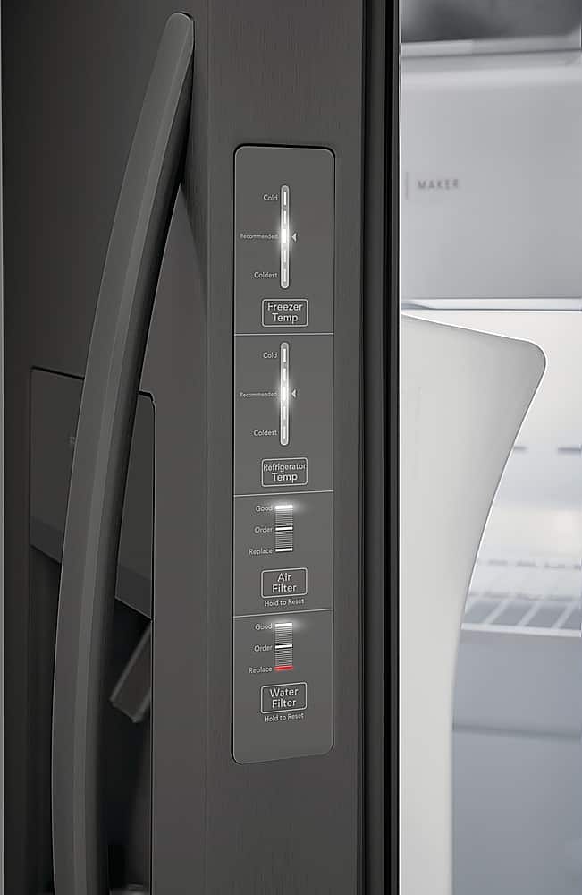 Frigidaire - 36 in. Wide 25.6 Cu. Ft. Side-by-Side Refrigerator with EvenTemp Cooling System - Black Stainless Steel