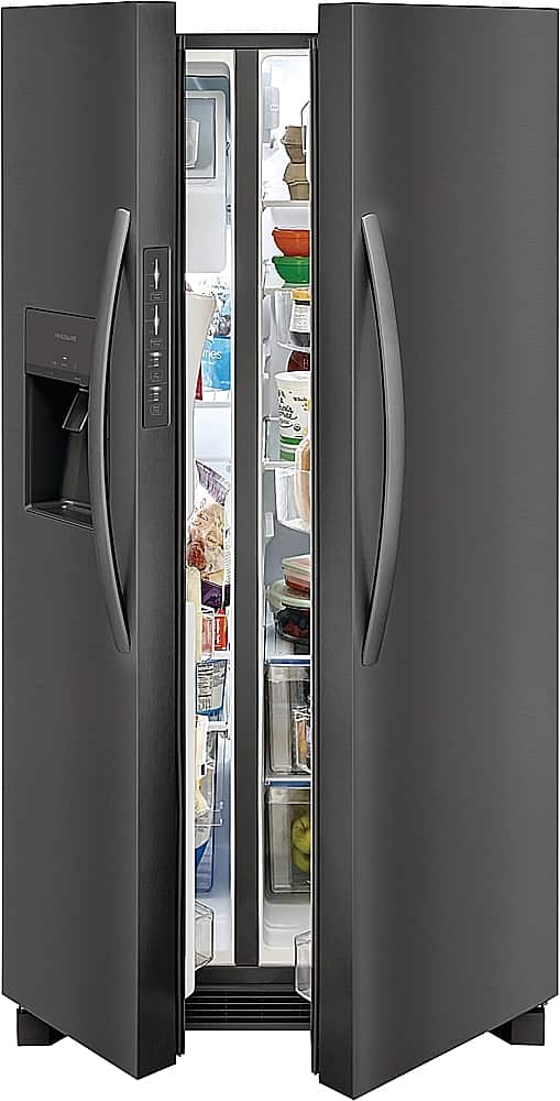 Frigidaire - 36 in. Wide 25.6 Cu. Ft. Side-by-Side Refrigerator with EvenTemp Cooling System - Black Stainless Steel