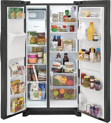 Frigidaire - 36 in. Wide 25.6 Cu. Ft. Side-by-Side Refrigerator with EvenTemp Cooling System - Black Stainless Steel