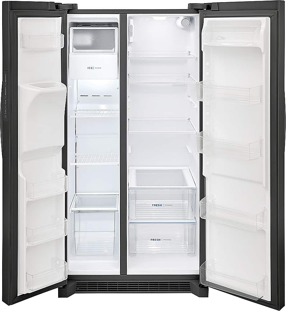 Frigidaire - 36 in. Wide 25.6 Cu. Ft. Side-by-Side Refrigerator with EvenTemp Cooling System - Black Stainless Steel