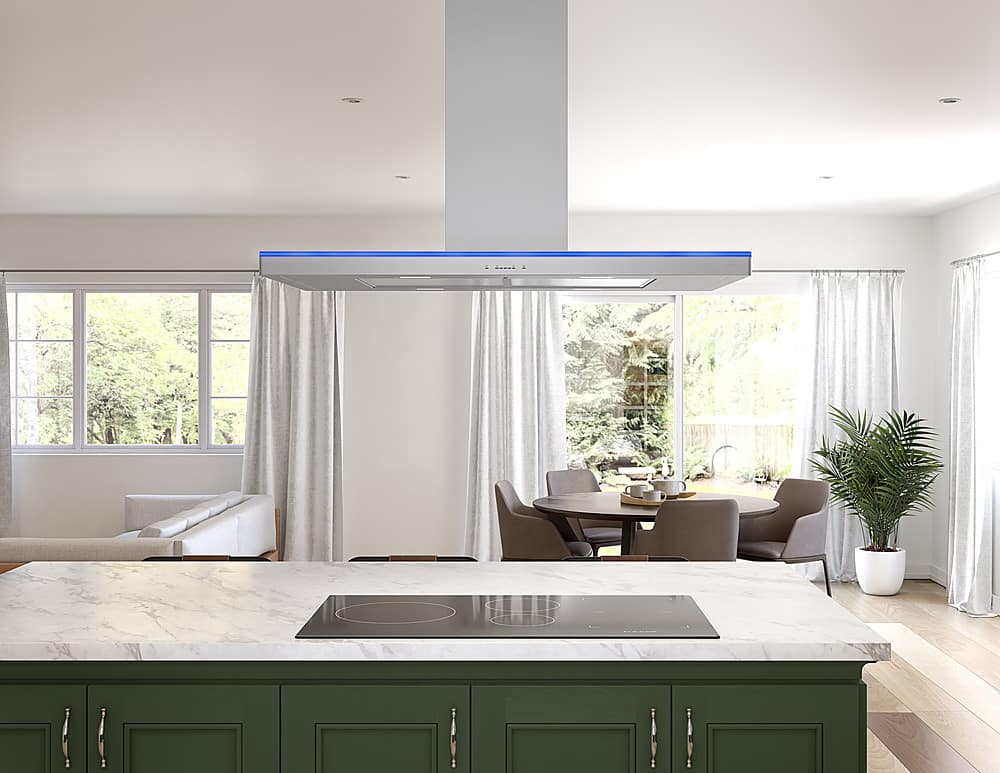 Zephyr - 36 inches - Convertible - Island Range Hood - Stainless Steel
