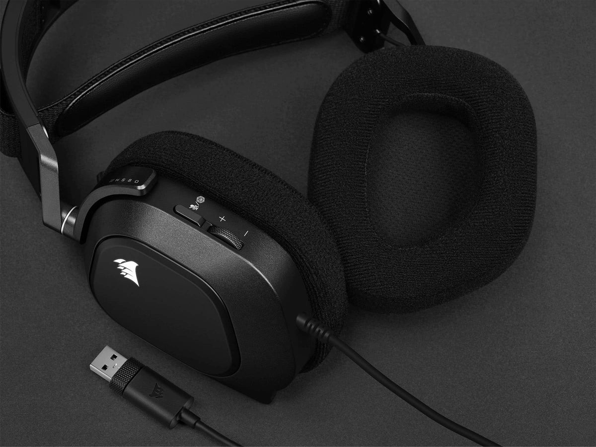 CORSAIR - HS80 RGB Wired Gaming Headset for PC - Carbon
