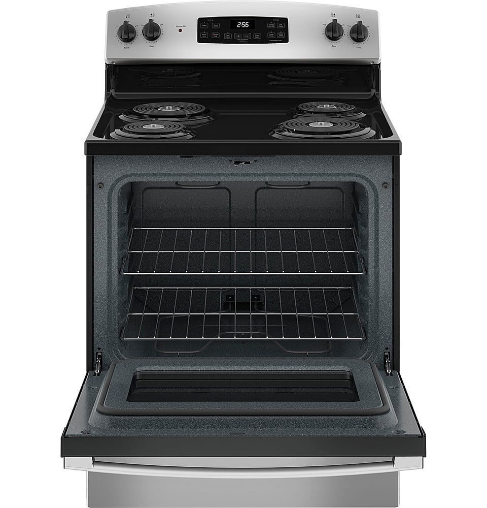 GE - 30 in. Wide 4 Elements 5.0 Cu. Ft. Freestanding Electric Range - Stainless Steel