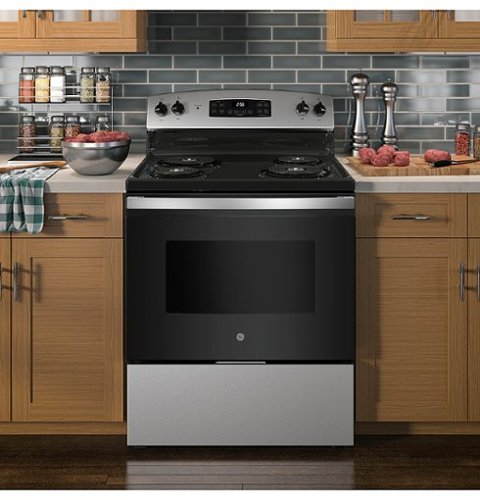 GE - 30 in. Wide 4 Elements 5.0 Cu. Ft. Freestanding Electric Range - Stainless Steel
