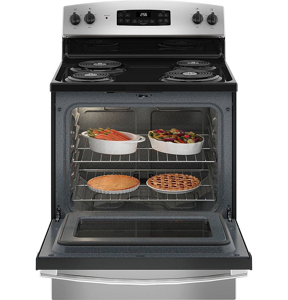 GE - 30 in. Wide 4 Elements 5.0 Cu. Ft. Freestanding Electric Range - Stainless Steel