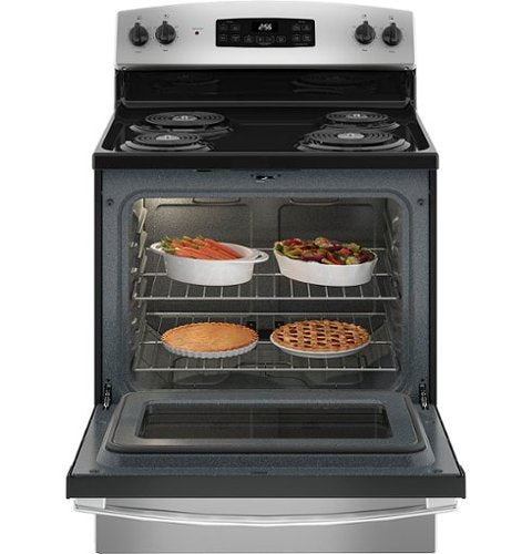 GE - 30 in. Wide 4 Elements 5.0 Cu. Ft. Freestanding Electric Range - Stainless Steel