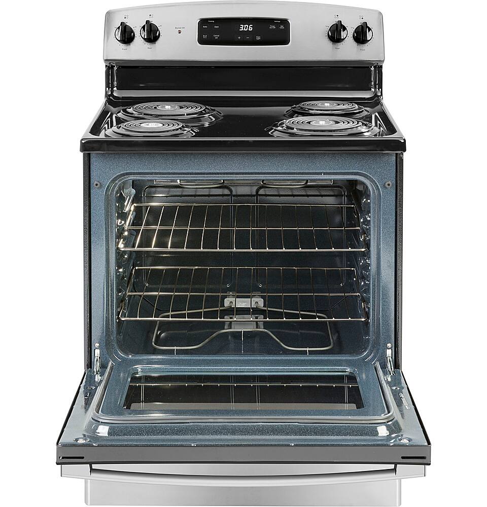 GE - 30 in. Wide 4 Elements 5.0 Cu. Ft. Freestanding Electric Range - Stainless Steel