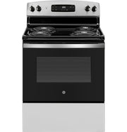 GE - 30 in. Wide 4 Elements 5.0 Cu. Ft. Freestanding Electric Range - Stainless Steel
