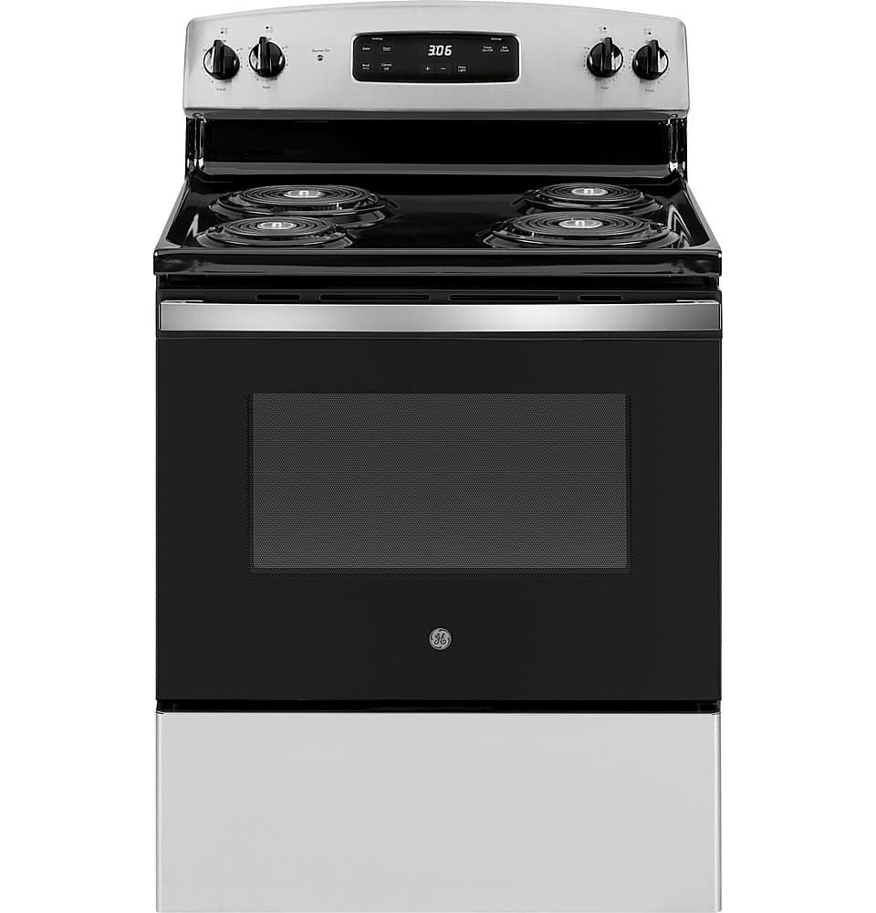 GE - 30 in. Wide 4 Elements 5.0 Cu. Ft. Freestanding Electric Range - Stainless Steel