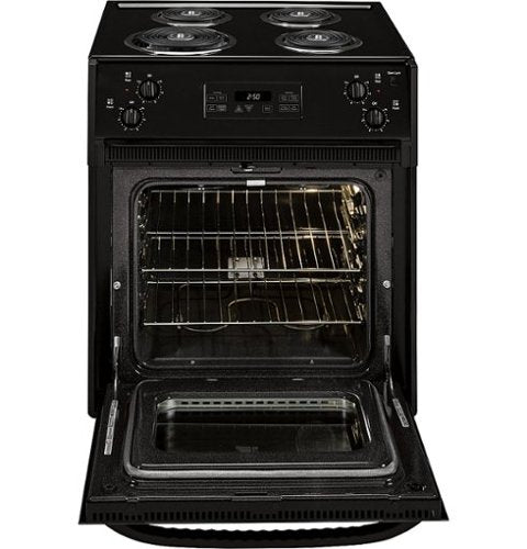 GE - 27 in. Wide 4 Elements 3.0 Cu. Ft. Self-Cleaning Drop-In Electric Range - Black on Black