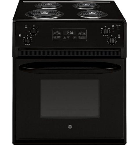 GE - 27 in. Wide 4 Elements 3.0 Cu. Ft. Self-Cleaning Drop-In Electric Range - Black on Black
