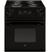 GE - 27 in. Wide 4 Elements 3.0 Cu. Ft. Self-Cleaning Drop-In Electric Range - Black on Black