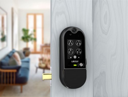 Lockly - Vision Elite Smart Lock Deadbolt with with App/Keypad/Biometric/Voice Assistant/Key Access Solar Charging - Matte Black