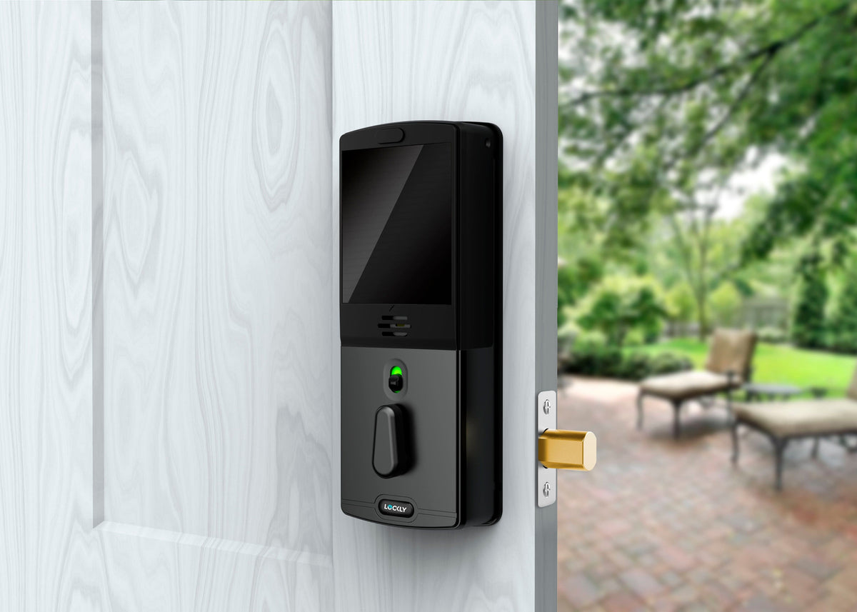 Lockly - Vision Elite Smart Lock Deadbolt with with App/Keypad/Biometric/Voice Assistant/Key Access Solar Charging - Matte Black
