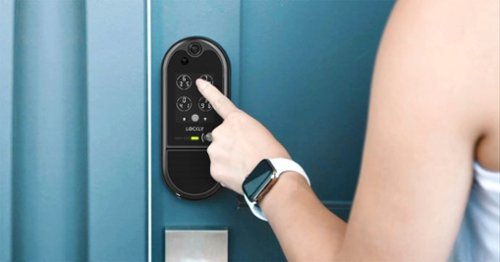 Lockly - Vision Elite Smart Lock Deadbolt with with App/Keypad/Biometric/Voice Assistant/Key Access Solar Charging - Matte Black