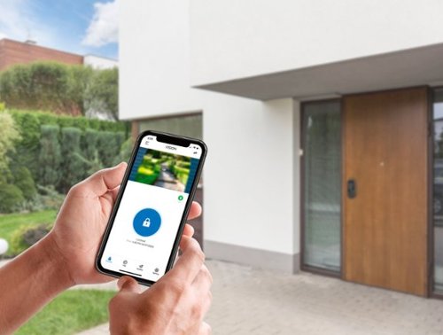 Lockly - Vision Elite Smart Lock Deadbolt with with App/Keypad/Biometric/Voice Assistant/Key Access Solar Charging - Matte Black
